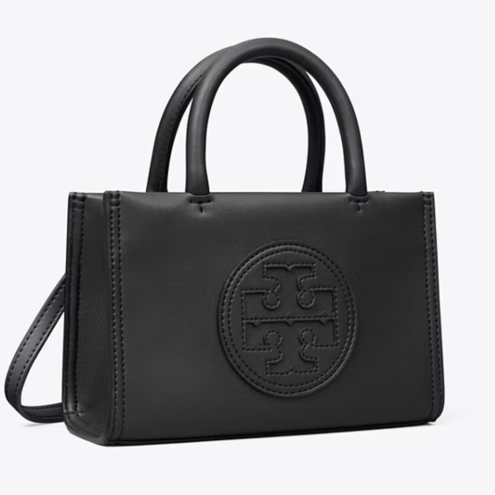 Tory Burch Black Mini Ella Bio Tote Crossbody Bag Purse Black